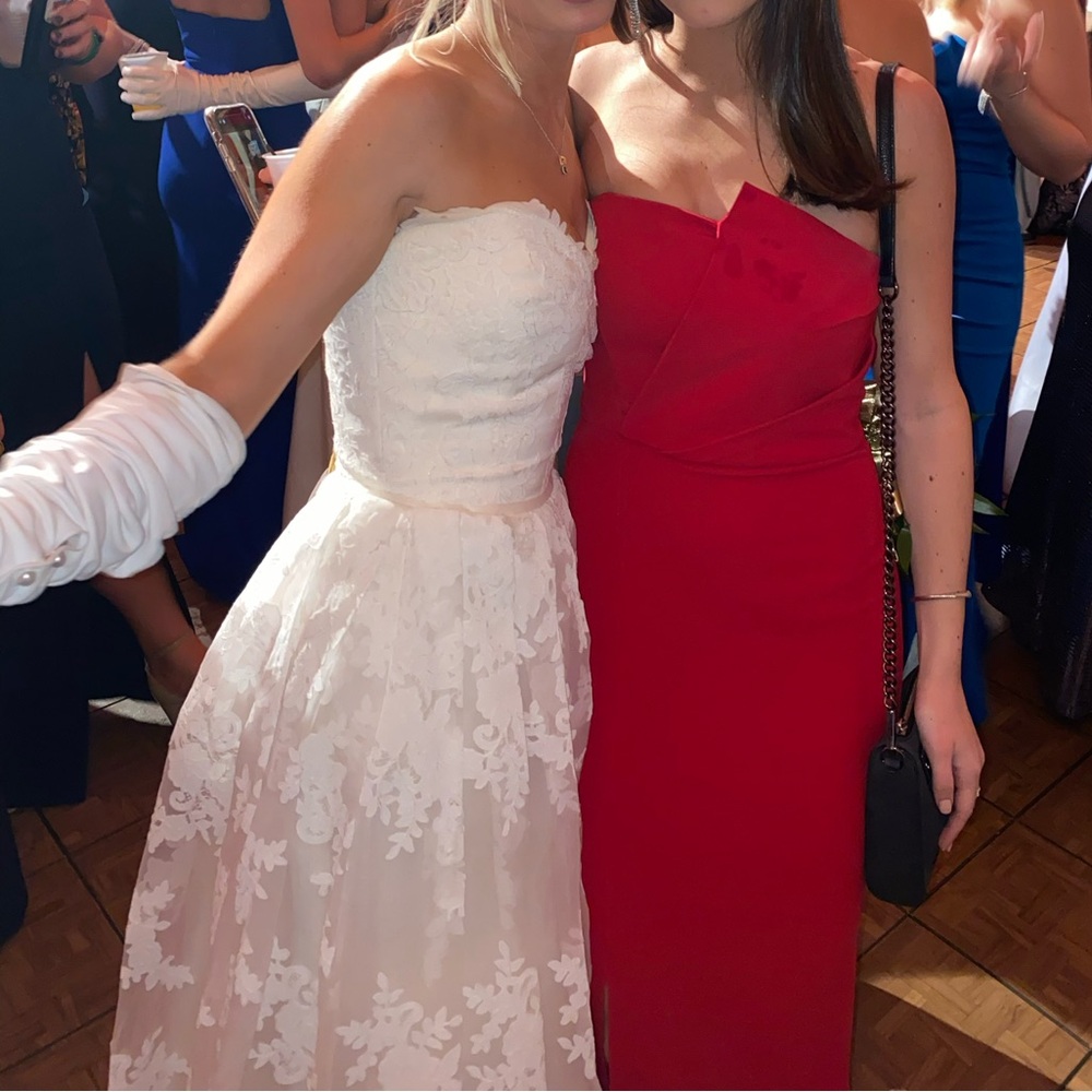 Parker Red/Pink Strapless Gown
